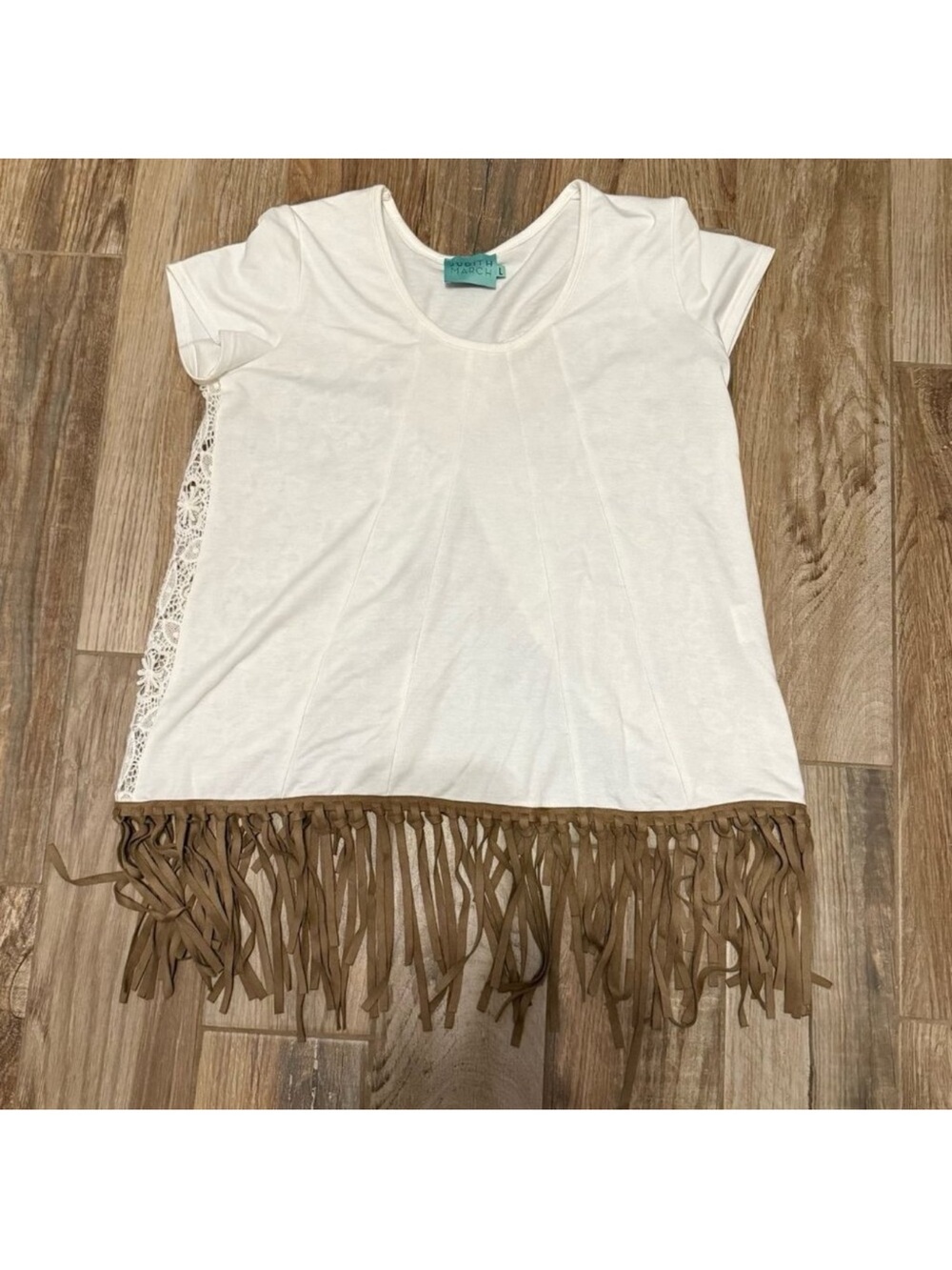 Judith March Western Top With Leather Fringe and Lace